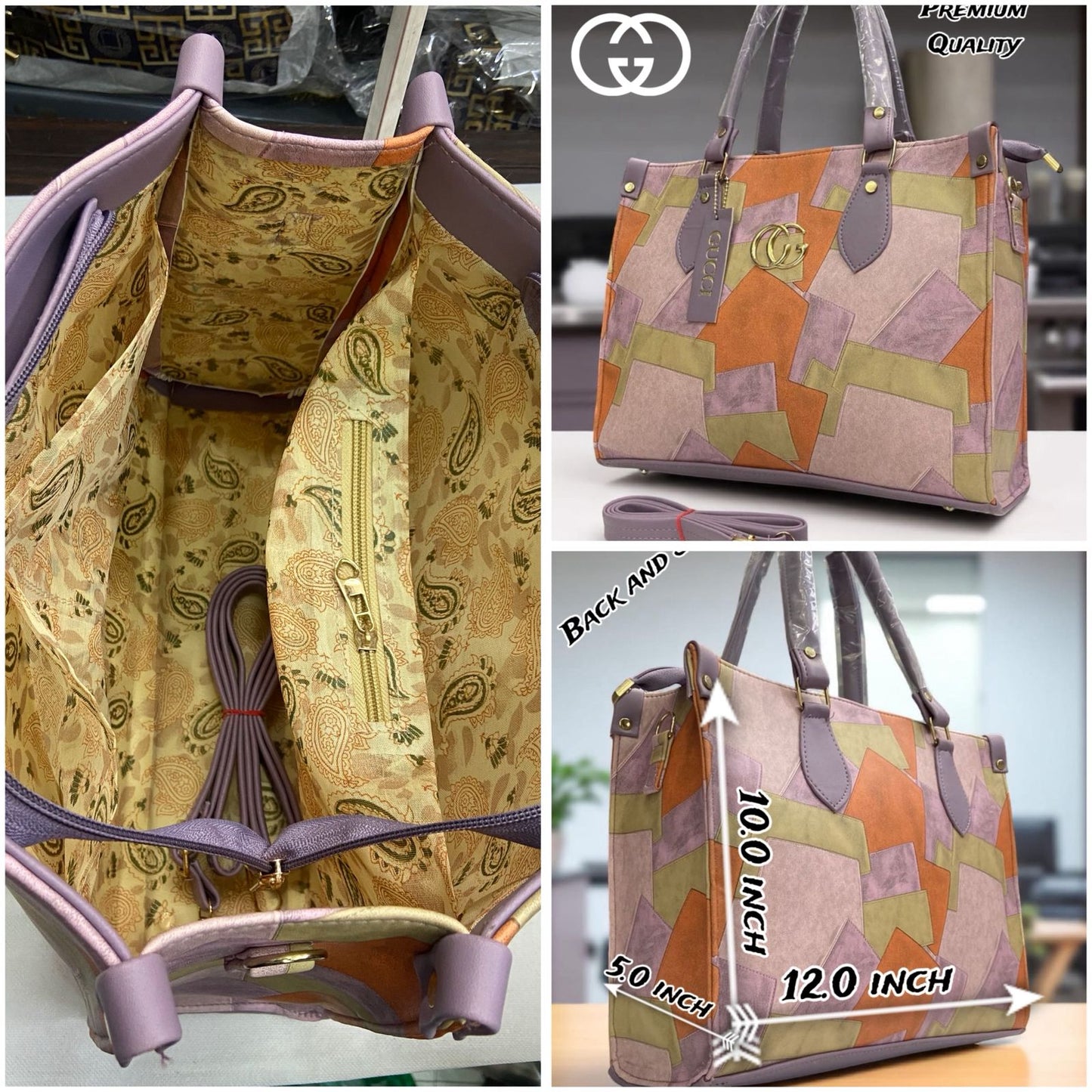 Premium GUCCI PU Leather Tote Bag – Spacious Handbag with Laptop Compartment