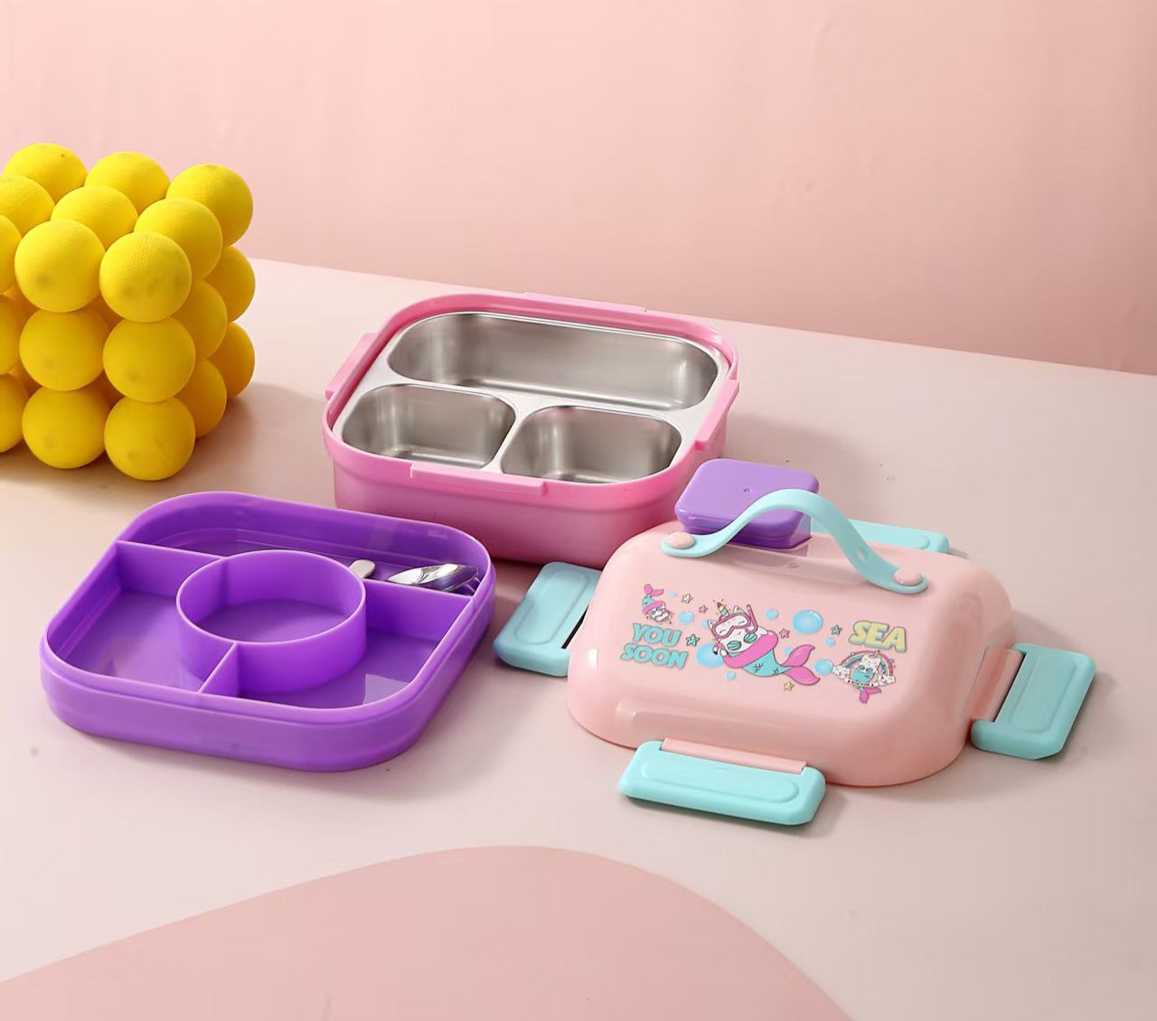 Insulated Hut Shape Lunch Box – 3 Grid, 700ml + 150ml | Leak-Proof & Portable