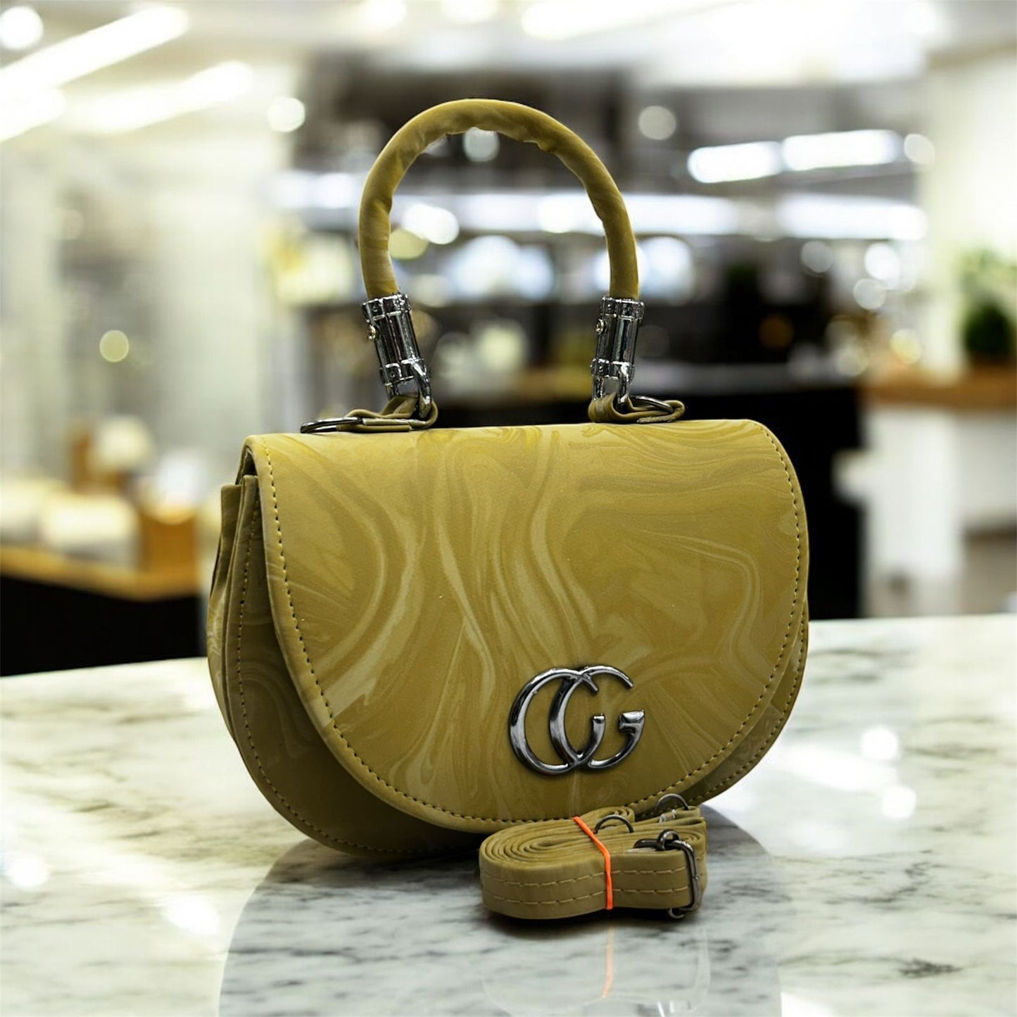 Gucci Hand + Sling Crossbody Bag | Stylish PU Leather | 2 Compartments | Adjustable Long Belt