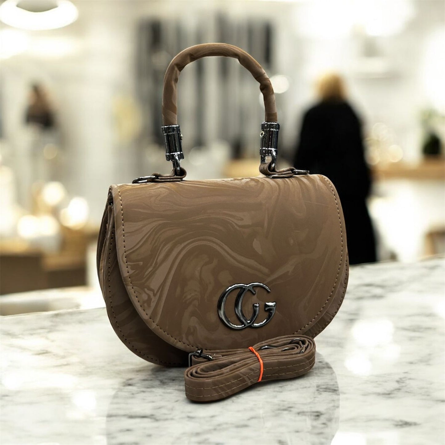 Gucci Hand + Sling Crossbody Bag | Stylish PU Leather | 2 Compartments | Adjustable Long Belt