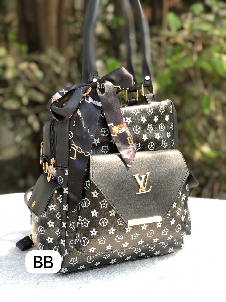 LV  2-in-1 Handbag & Backpack | Vegan PU Leather | Multi-Compartment | 10 x 12.5 inches