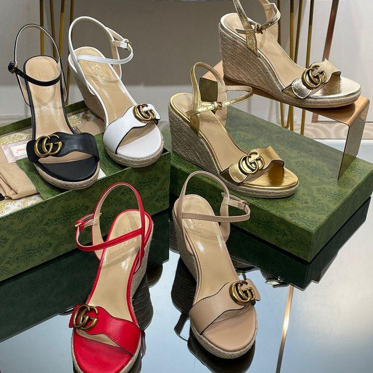 GUCCI Natural Jute Imported Collection | Premium Turkey Design | Size 36–41 | 3 Inch Heel