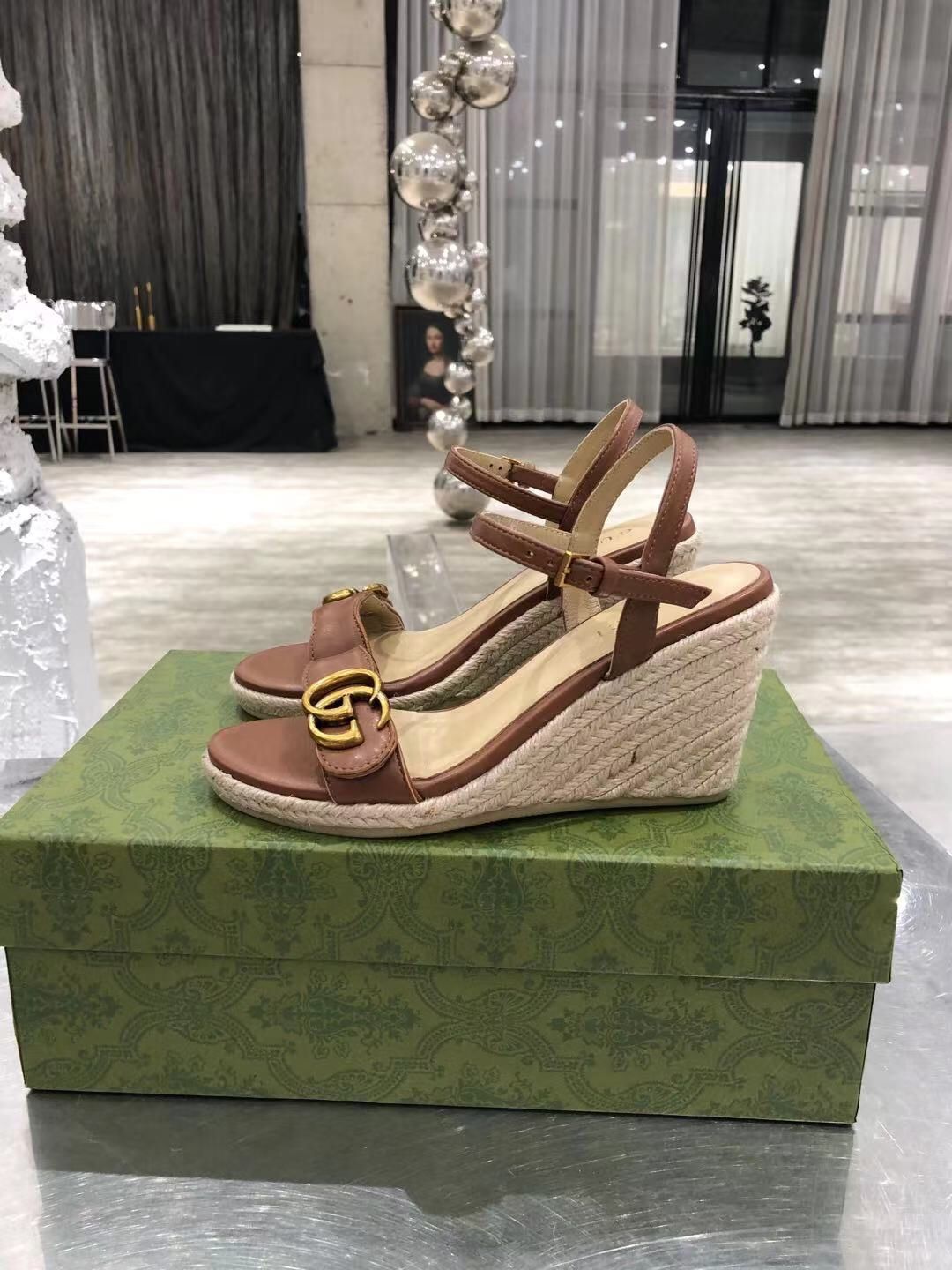 GUCCI Natural Jute Imported Collection | Premium Turkey Design | Size 36–41 | 3 Inch Heel