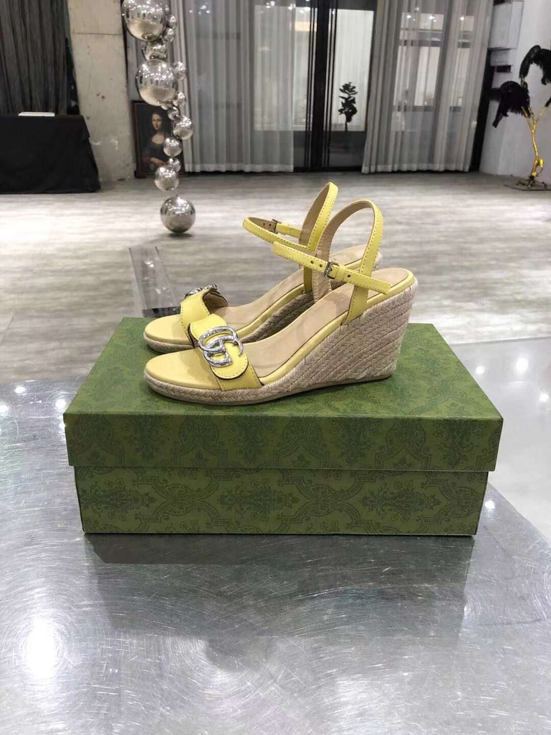 GUCCI Natural Jute Imported Collection | Premium Turkey Design | Size 36–41 | 3 Inch Heel
