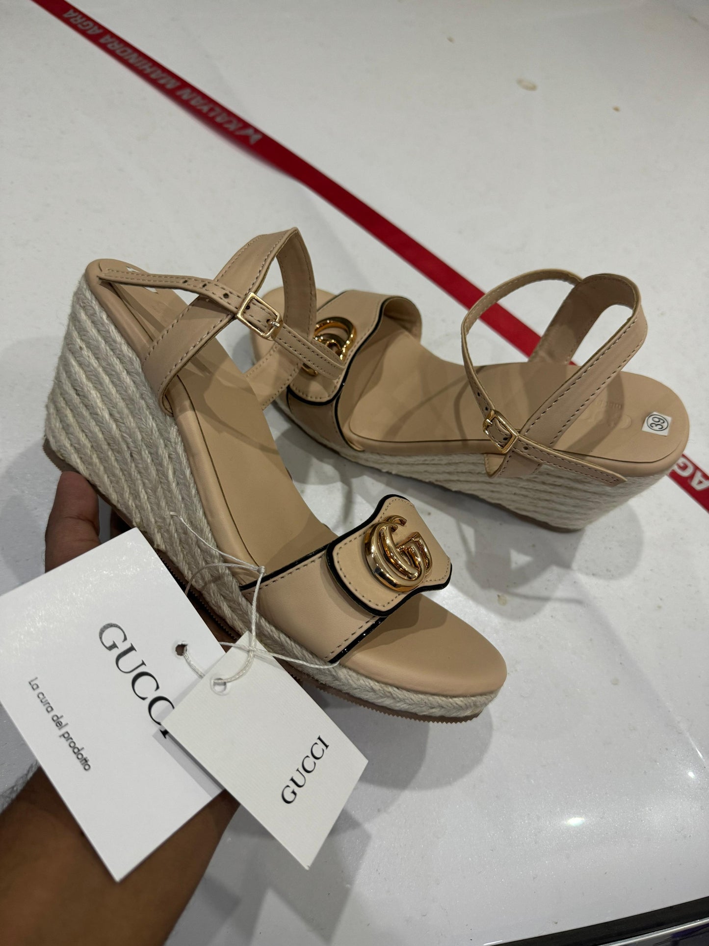 GUCCI Natural Jute Imported Collection | Premium Turkey Design | Size 36–41 | 3 Inch Heel