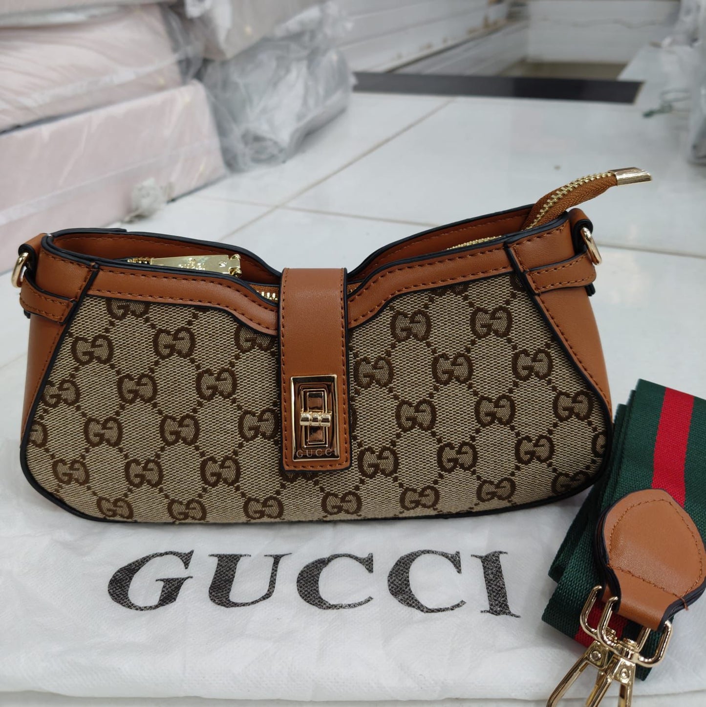 Gucci Moon Side Mini Sling Bag | 12A Premium Quality | Dual Sling Belts | Size 5 × 10 Inches