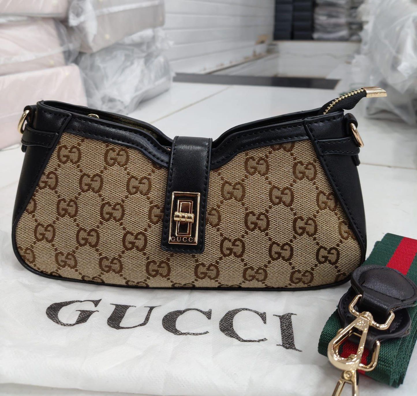 Gucci Moon Side Mini Sling Bag | 12A Premium Quality | Dual Sling Belts | Size 5 × 10 Inches