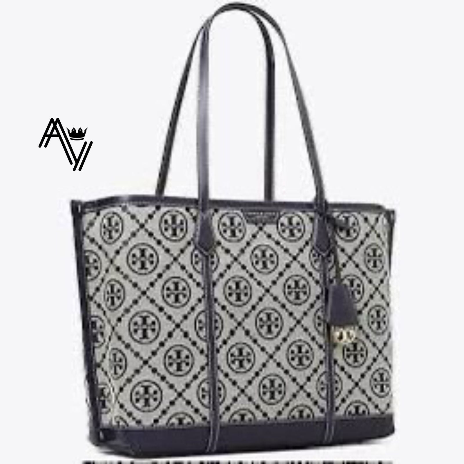 Tory Burch Perry T Monogram Triple Compartment Tote | High-End Quality | Jacquard + PU