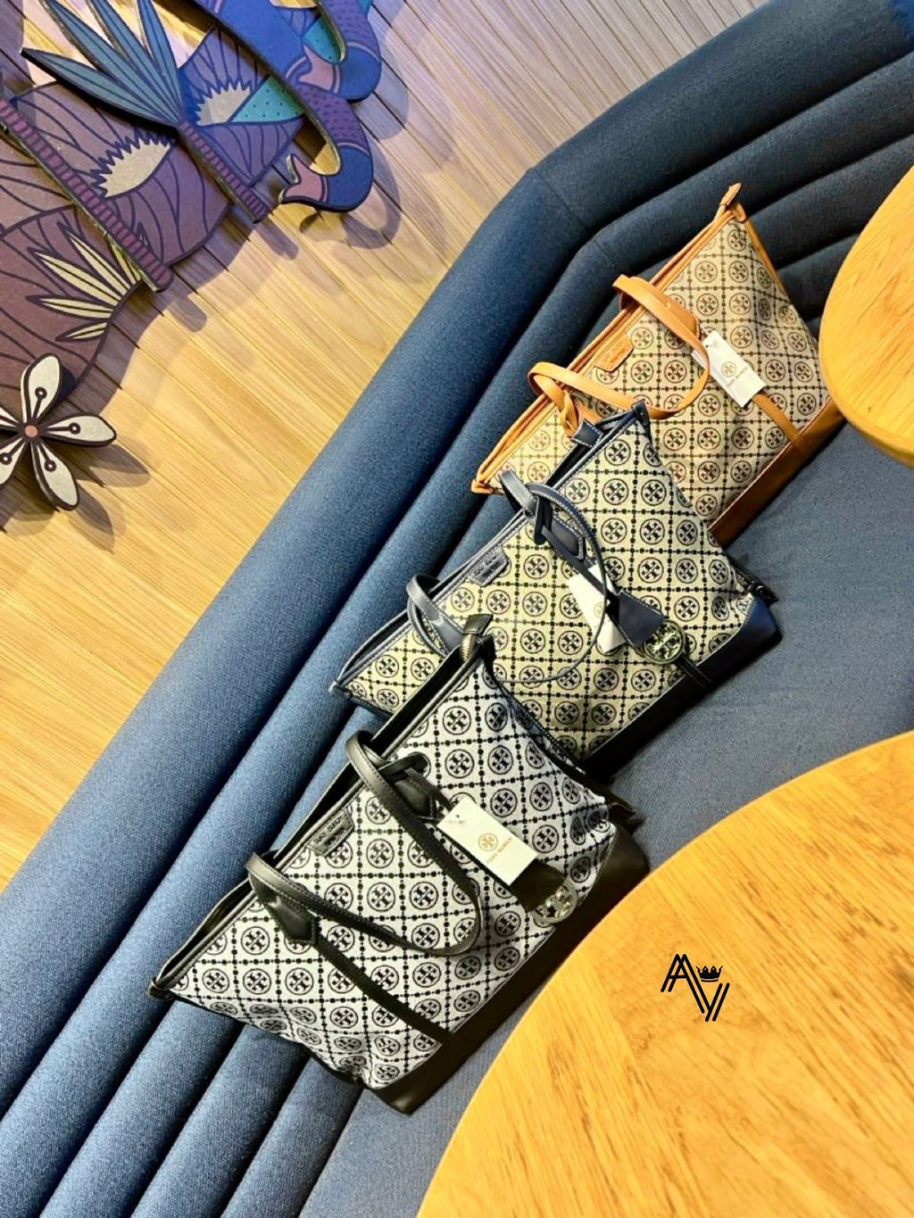 Tory Burch Perry T Monogram Triple Compartment Tote | High-End Quality | Jacquard + PU