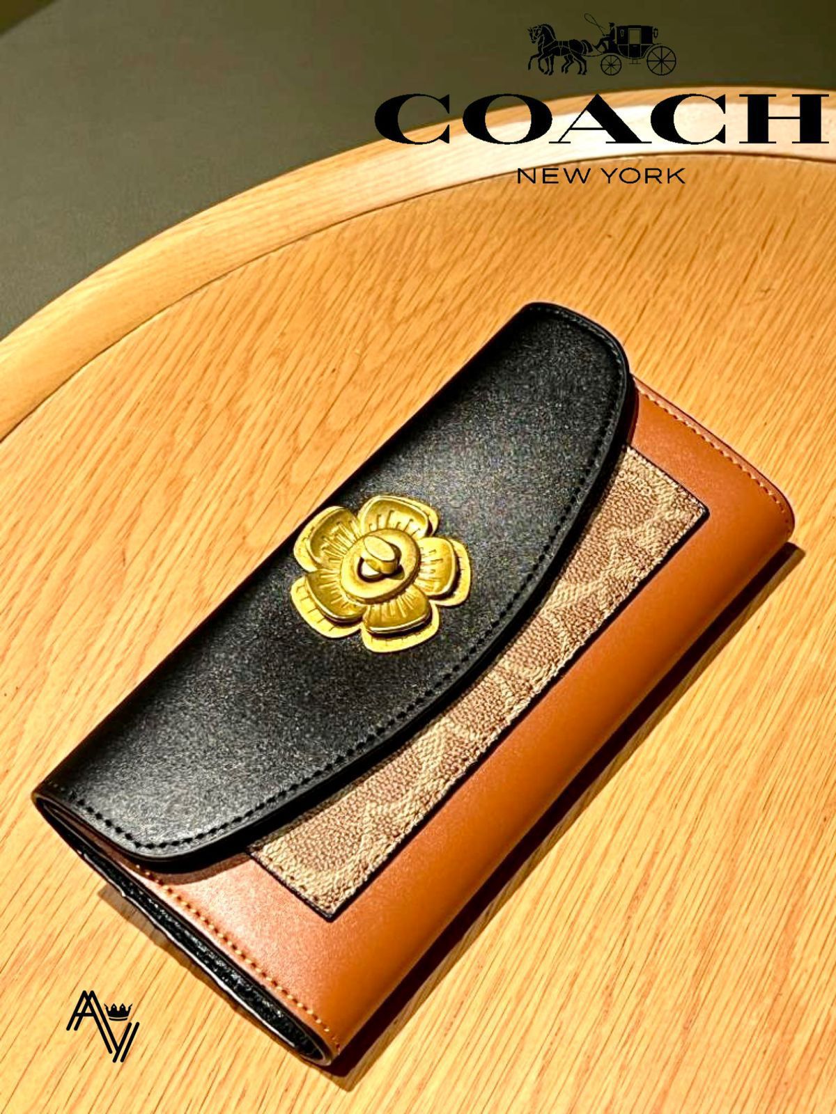 Coach Camellia Flower Card Wallet | Imported Premium Quality | With Dust Bag, Box & Authenticity Card