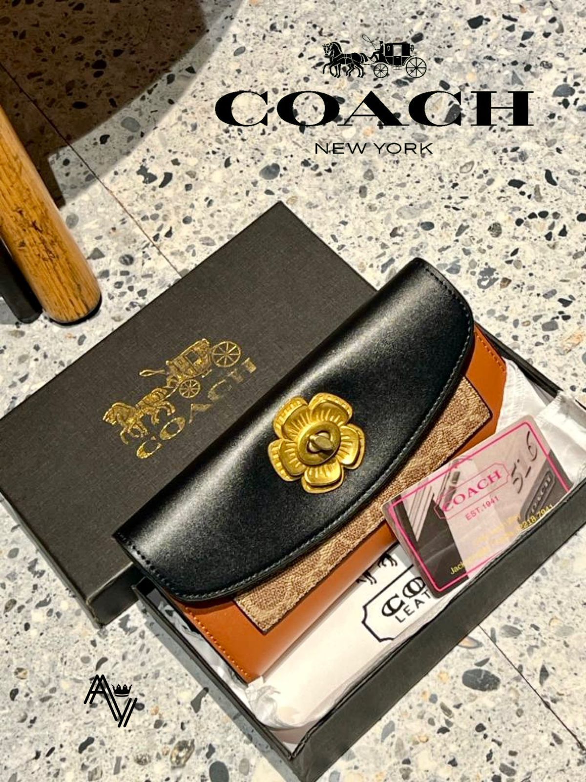 Coach Camellia Flower Card Wallet | Imported Premium Quality | With Dust Bag, Box & Authenticity Card