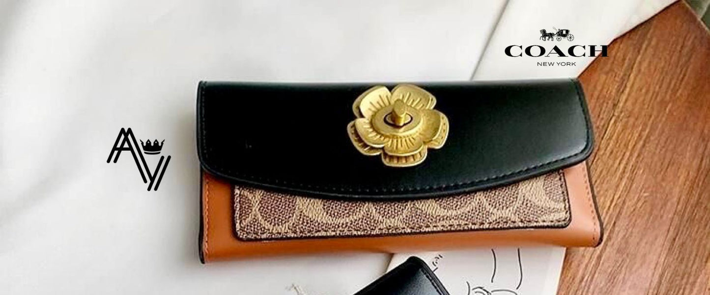 Coach Camellia Flower Card Wallet | Imported Premium Quality | With Dust Bag, Box & Authenticity Card