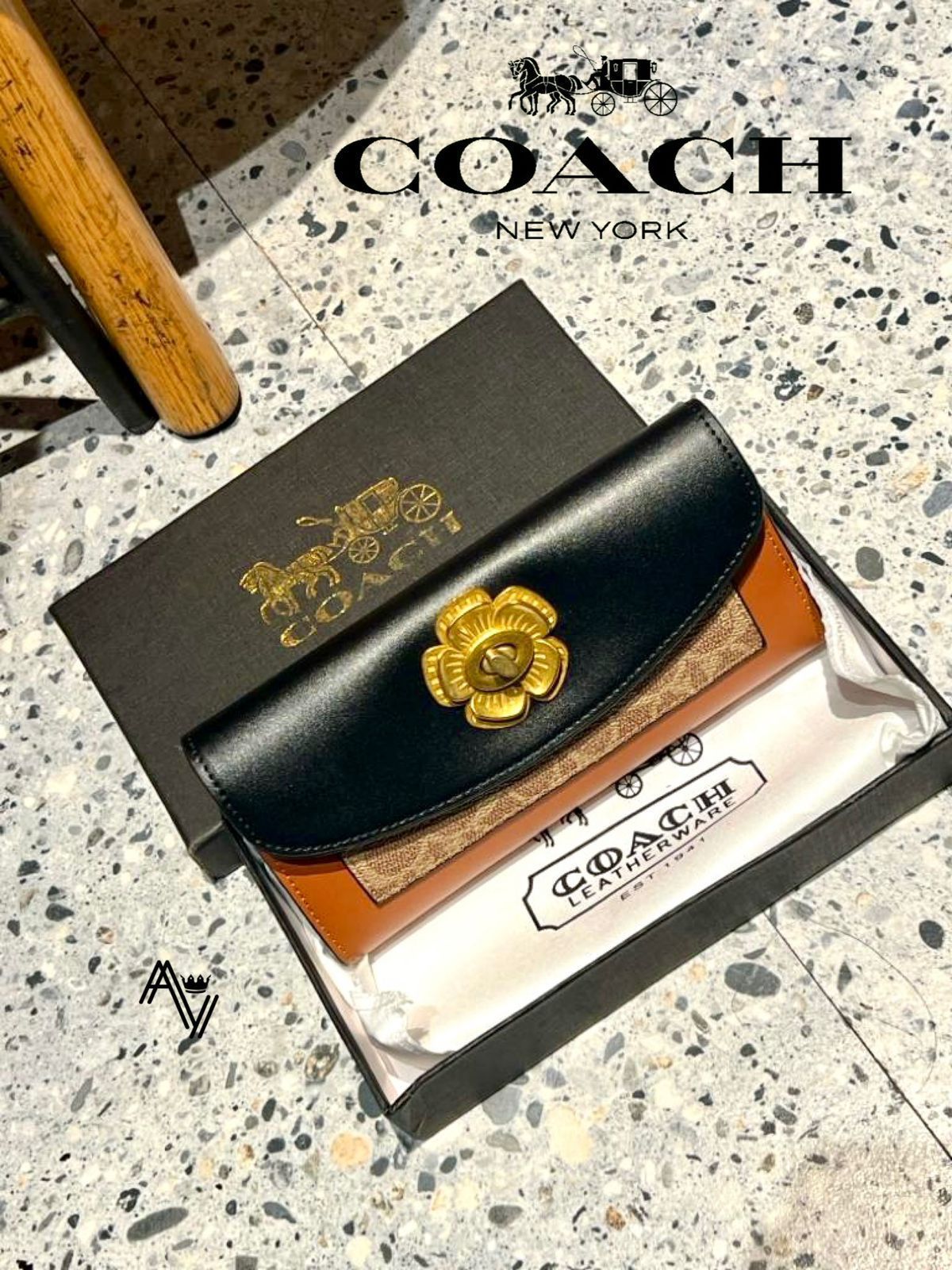 Coach Camellia Flower Card Wallet | Imported Premium Quality | With Dust Bag, Box & Authenticity Card