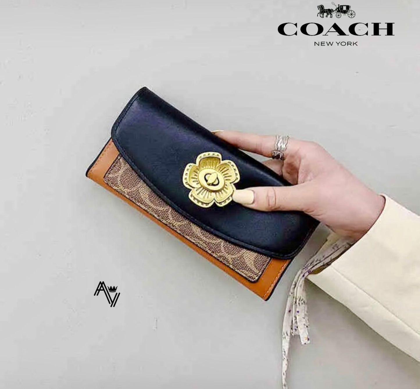 Coach Camellia Flower Card Wallet | Imported Premium Quality | With Dust Bag, Box & Authenticity Card