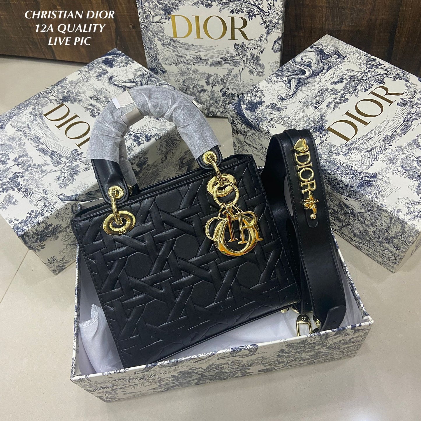 Christian Dior Lady D-Lite Bag | 12A Premium Quality | With Original Box & Dust Cover