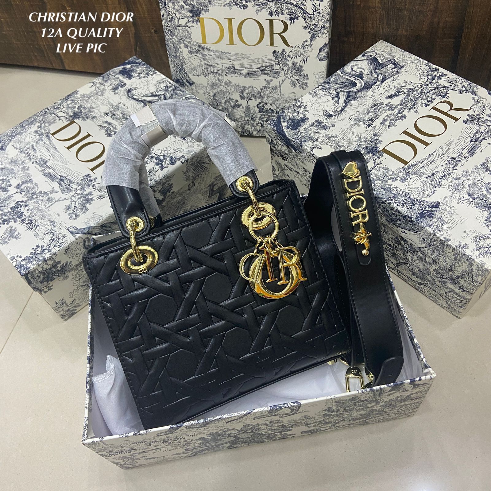 Christian Dior Lady D-Lite Bag | 12A Premium Quality | With Original Box & Dust Cover