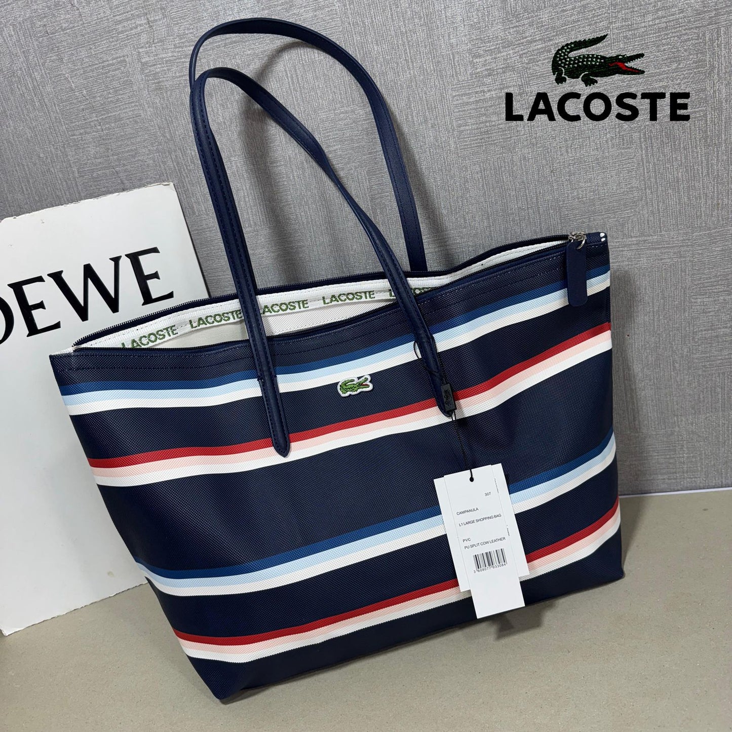 Lacoste Large Zip Tote Bag | Waterproof Shopper Tote | 10A Quality