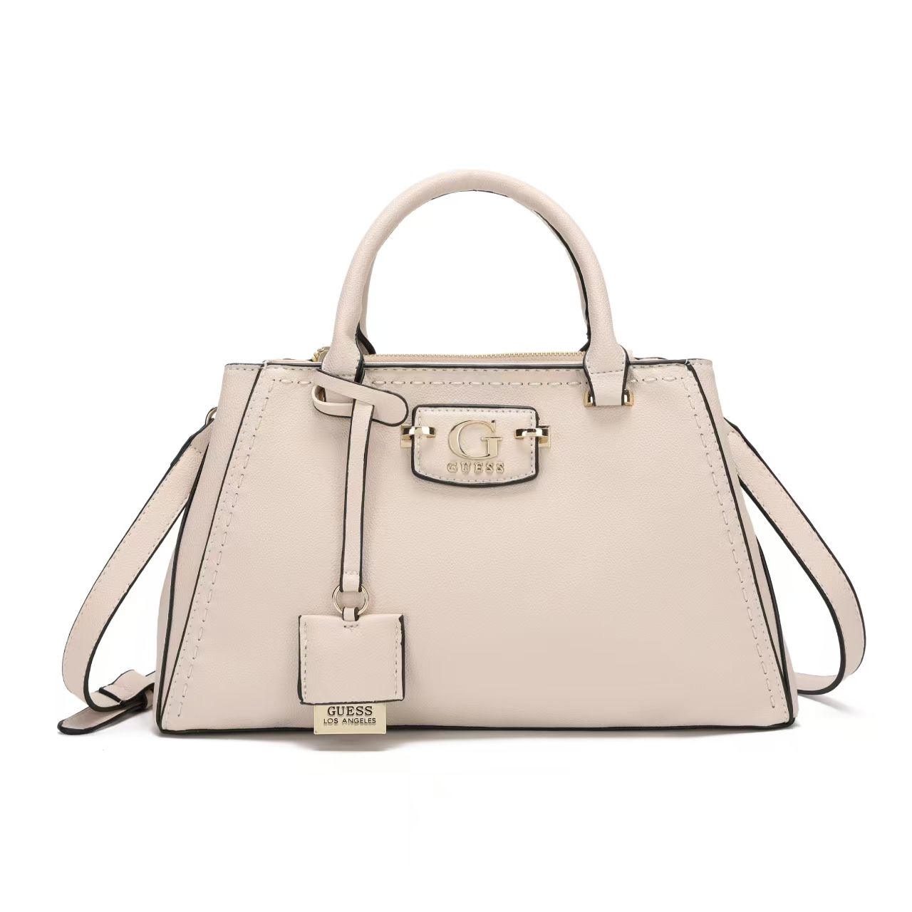 Beige Guess Premium Quality Handbag with Full Brand Detailing and Dust Cover handbag with gold accents on a white background
