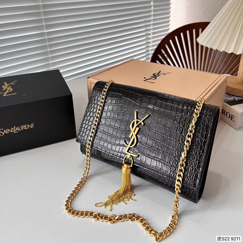 YSL Croc-Embossed Leather Sling Bag