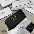 Black Premium Guess Big Size Zipper Wallet   Guess wallet with gold logo on a white Guess branded box
