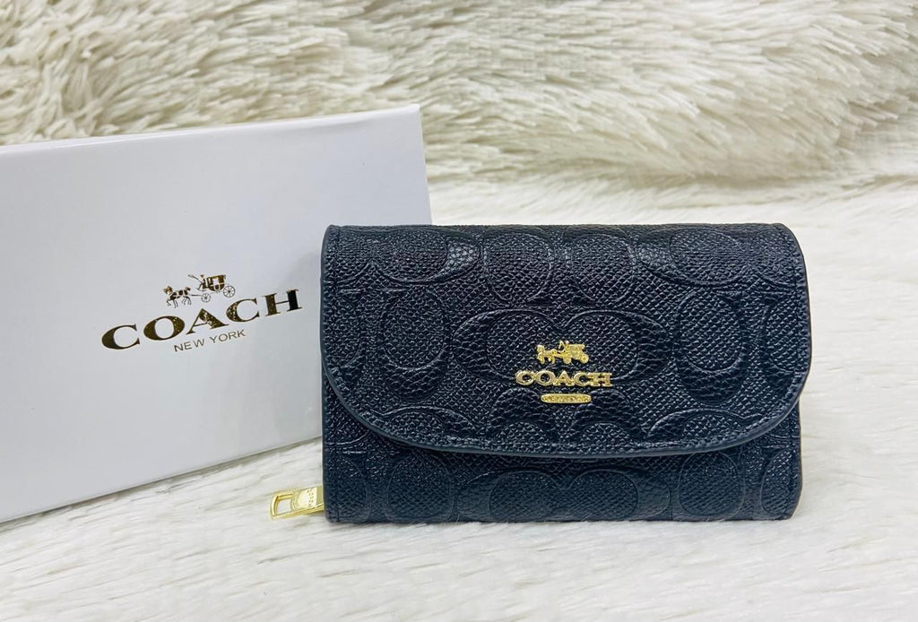 Blue Coach Premium Quality Leather Wallet  Coach wallet with logo on a white surface