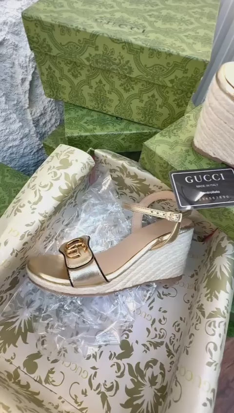 GUCCI Natural Jute Imported Collection | Premium Turkey Design | Size 36–41 | 3 Inch Heel